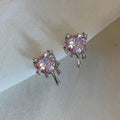 SC Sweet Girls Cherry Pink Crystal Zircon Earrings Fashion 925 Sterling Silver Needle Liquid Stars Heart Stud Earrings Women