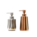 Customized Logo Leak Proof Bathroom Pump Soap Dispenser Rose Gold Stainless Steel with Black Glass Square Glass Bottle Hotels