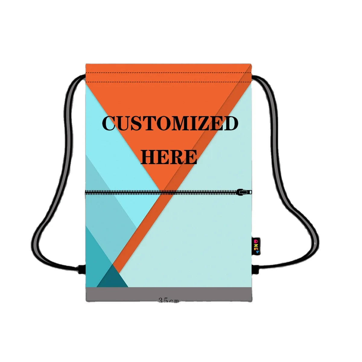 Lemon Design Transfer Printed Polyester Custom Gym Drawstring Bag with Zipper Pocket Washable Reusable Storage Bag MOQ 2pcs