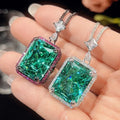 Retro Luxury square Zircon Pendant Necklace Ladies' Luxurious Wedding High-end Jewelry Set