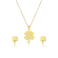 Jewelry Sets Clover Necklace Ear Stud Set Women Stainless Steel Choker Sweater Chain Four-leaf Pendant Necklaces 2023
