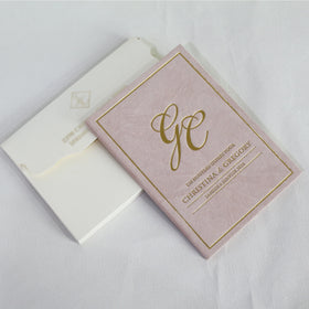 Romantic Gold Invitations Luxury Blush Pink Textured Velvet Hardcover Invitation Book Wedding Stationery