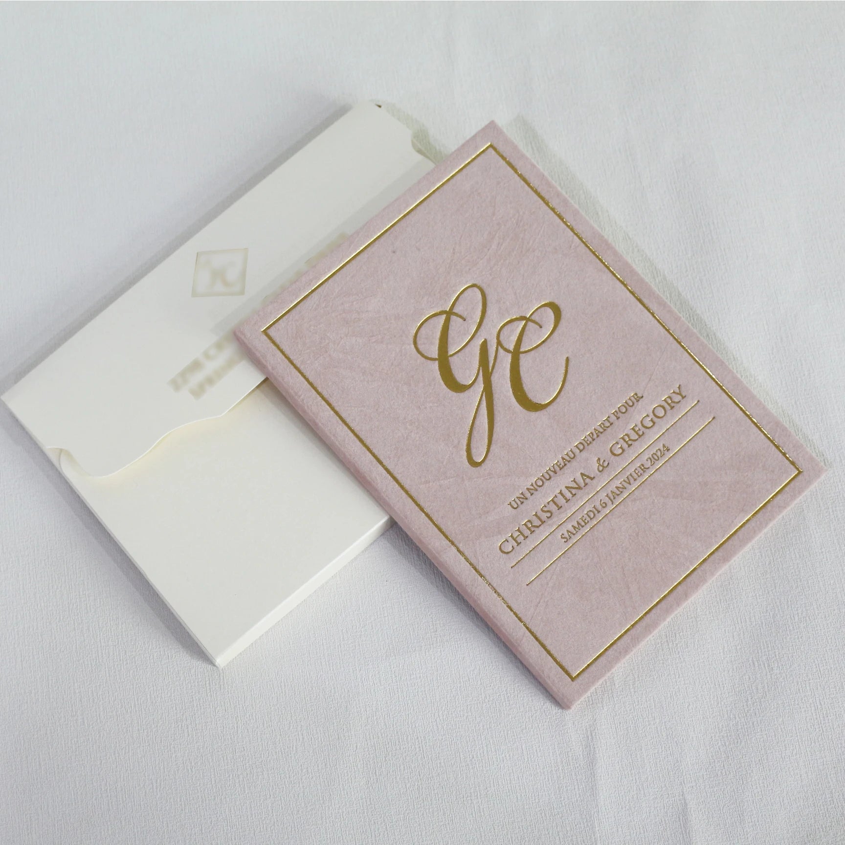Romantic Gold Invitations Luxury Blush Pink Textured Velvet Hardcover Invitation Book Wedding Stationery