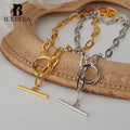 ICEBELA Jewelry 925 Sterling Silver 18k Gold Plated Chunky OT Chain Toggle Paper Clip Chain Chock Necklace