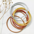 Gold Leaf Lucky Bracelets Temple Jewelry Stackable Thai Plastic Silicone Lightweight Waterproof Bangles Bling Mothers Day Gift