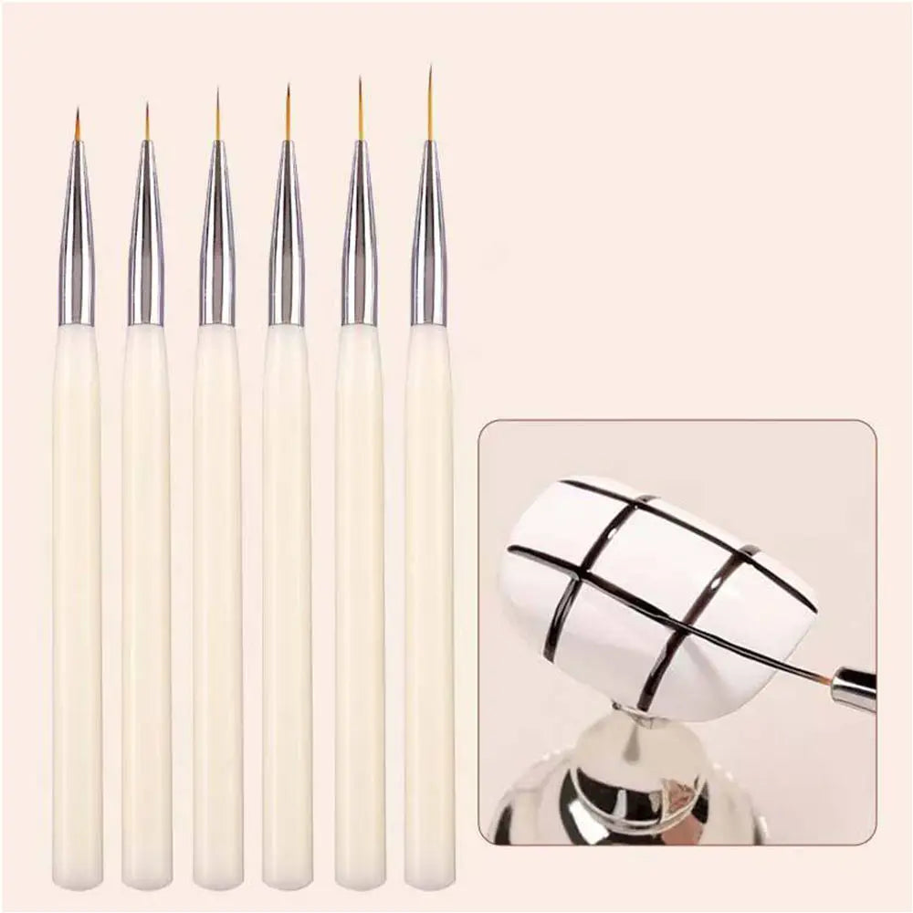 Professional Hot Selling White Wood UV Gel Nails Art Synthetic Hair Custom Private Label 5mm 7mm 9mm 11mm 13mm 15mm Nail Liner