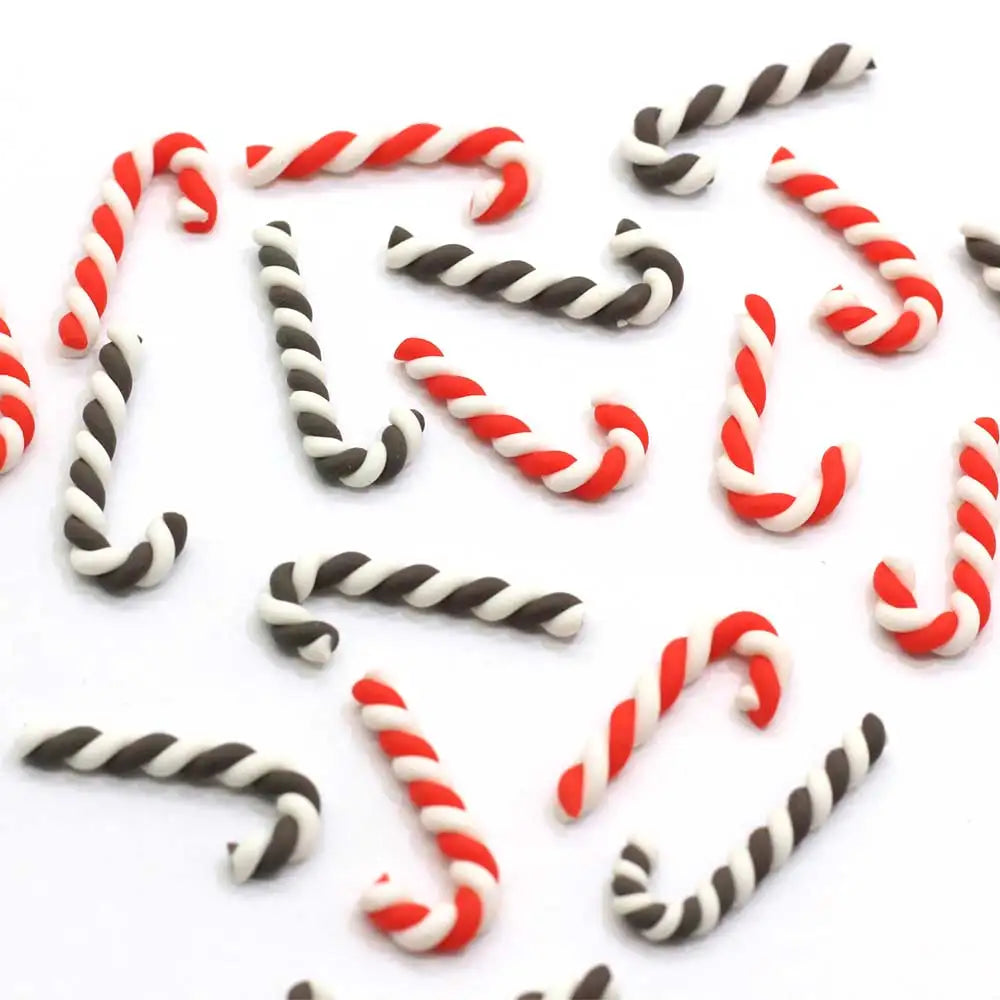 Christmas Beads Polymer Clay  Candy Cane with Stripe for Party Decorations