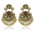 Factory Wholesale Ethnic Style Vintage Antique Gold Alloy Carved Beads Tassel India Jhumka Earring Jewelry