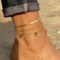 2022 Factory Wholesale Fashion Summer Acrylic Butterfly Pendant Anklet Bracelet Gold Chain Anklet Set Women Jewelry