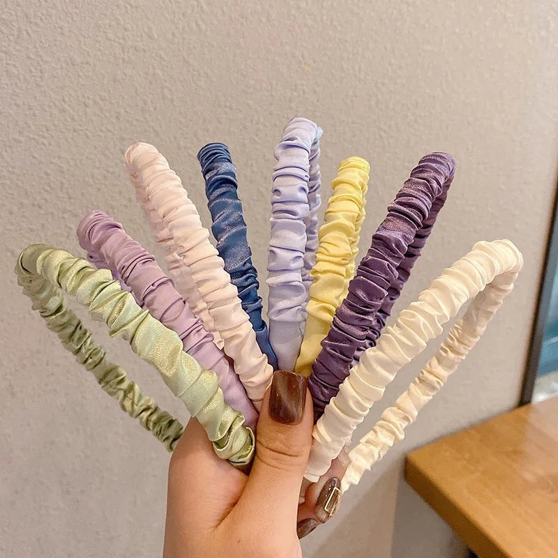 Archer  8 Colors Plication Colorful Smooth Satin Headbands