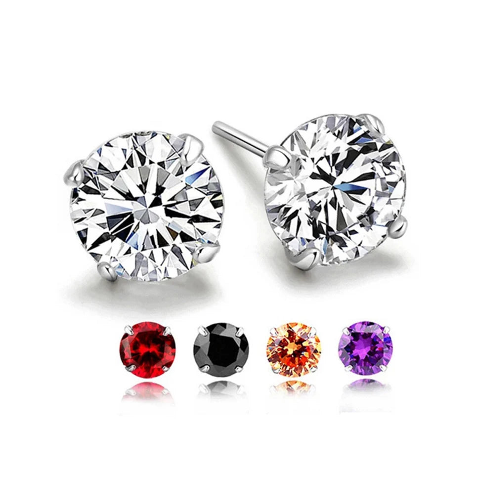 Jewelry Manufacturer Wholesale 925 Sterling Silver Stud Earrings for Women Girl Hypoallergenic CZ Birthstone Ear Studs Earings