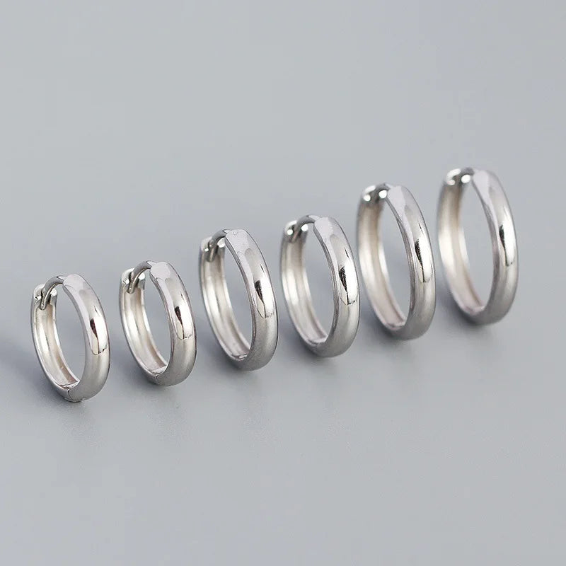 925 Sterling Silver Hoop Earrings Fine Jewelry 3.2mm Width 12mm 14mm 16mm Gold Plated Earrings for Women Men Unisex