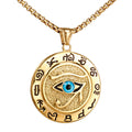 Ancient Egyptian18k Gold Plated Silver Eye of the Horus Stainless Steel Pendant Necklace