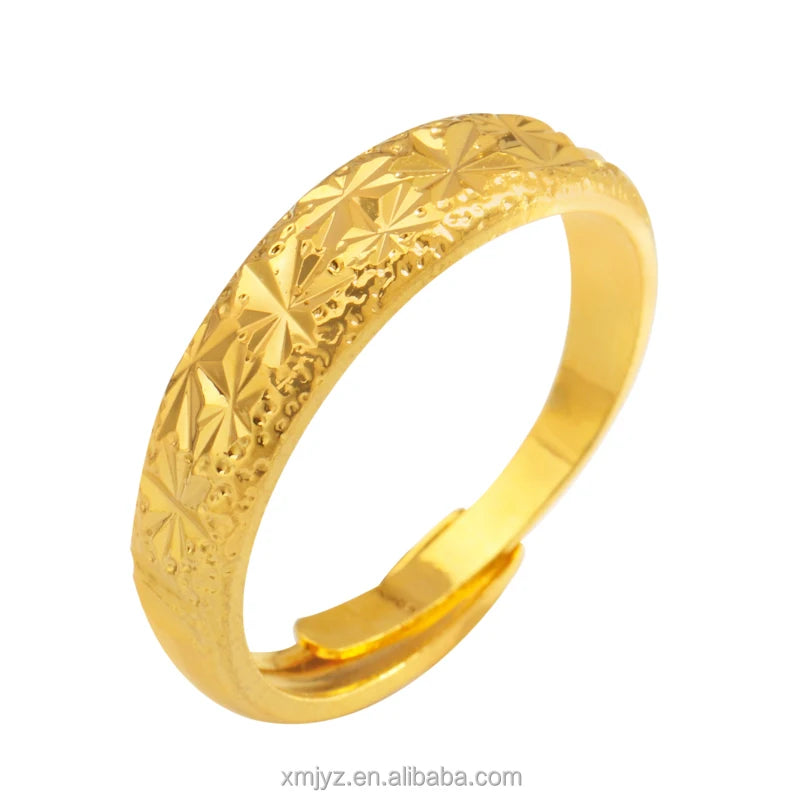 Of Concave Dot Rice Pattern Fine Ring Female Brass Gold-Plated Ring Niche Design Ring