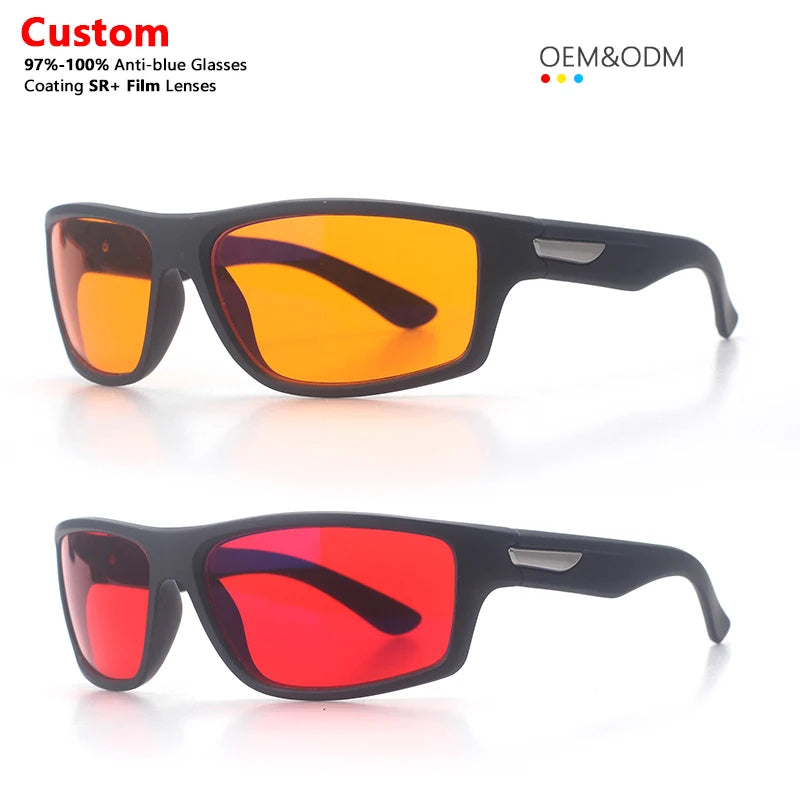 Sunray Classis Black Frame Fashion Custom Design CR39 Material Orange Lenses PC Frames Sport Goggles Women Men Sports Glasses
