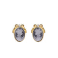 Heizun New Design Bowknot Carved Lady Portrait Cameo Gemstone Stone Vintage S925 Sterling Silver Jewelry Earrings for Girl