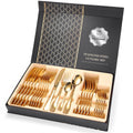 Silver Black Rose Gold Eco-Friendly 24-Piece Stainless Steel Bulk Cutlery Flatware Set for Wedding