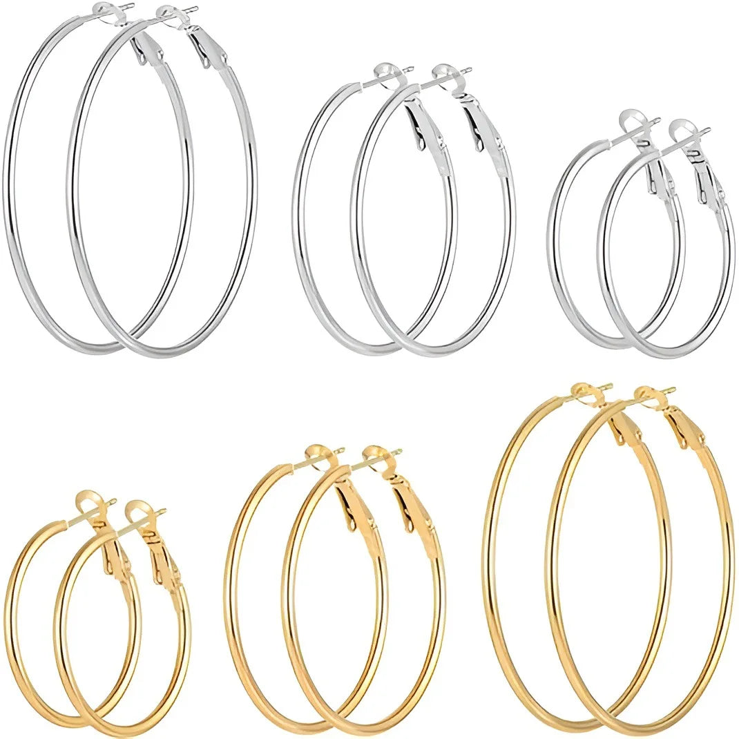 Hypoallergenic Hoops Women's Earrings Loop Earrings Stainless Steel Gold Silver Plated Big Hoop Earrings for Women Girls