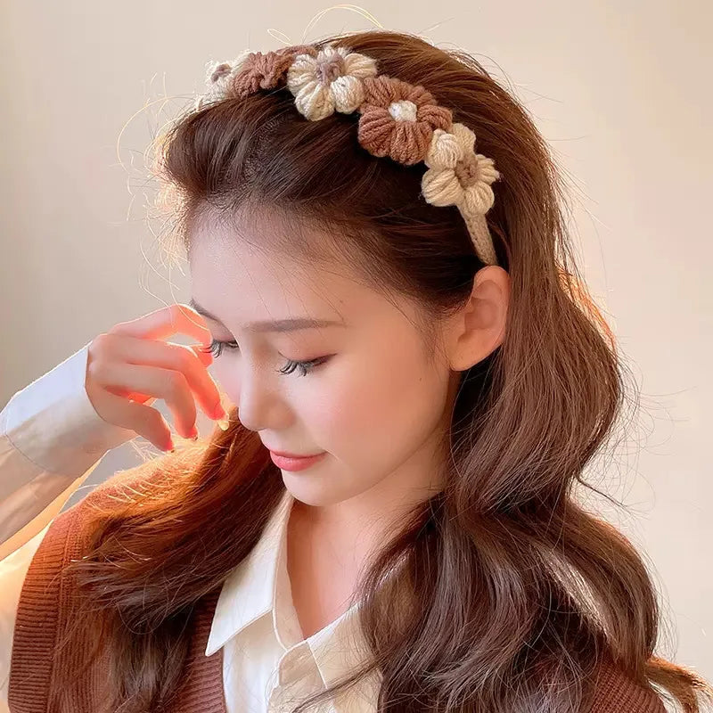 Diadema De Flores Flower Headbands Women Hair Band Hair Accessories Girl Wash Crochet Flower Headband Flower Headwear