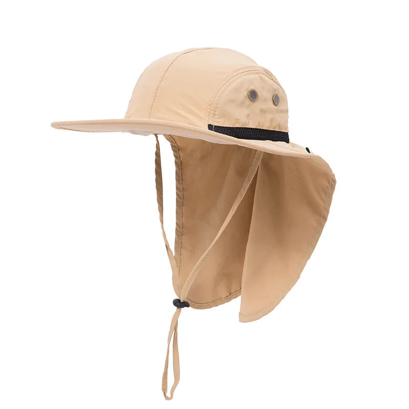 UPF 50+ Sun Protection Brim Bucket Sun Hat Cap Fishing Hat with Neck Flap for Men and Women