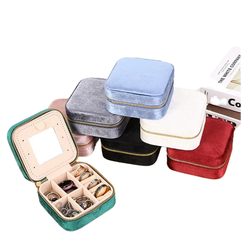 Portable Velvet Jewelry Organizer  Box Flannelette Jewelry Storage Earrings Ring  for Necklace Box Jewelry Wholesale