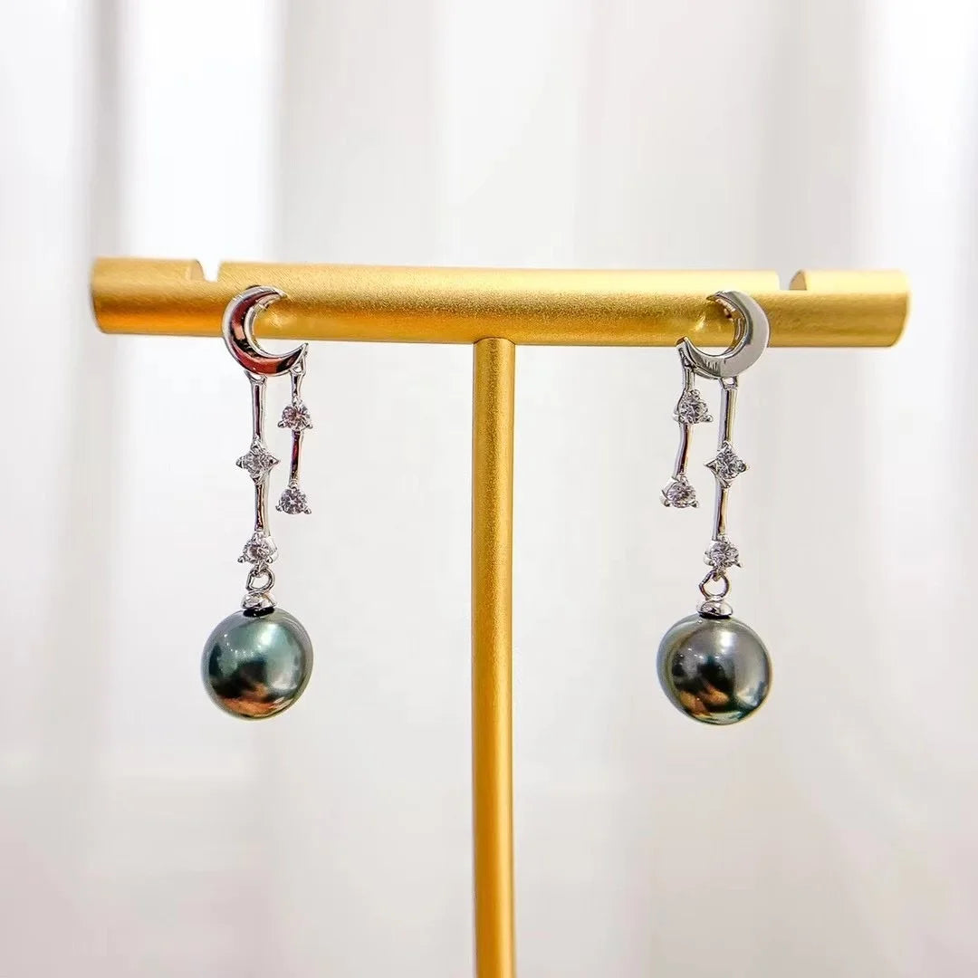 E465 8-9mm DIY Natural  Freshwater Pearl Charm Earrings Mounting Accessory 925 Sterling Silver Gold Plated  Jewelry for Women