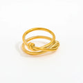 High End 18K Plain Gold Individuality Double-layer Knot Cross Rings Stainless Steel Trendy Simple Gold Plated Jewelry