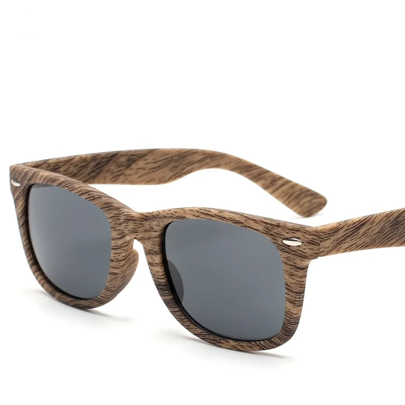 Classic Wood Color Bamboo Color Gradient Sunglasses Custom Logo Plastic Square Unisex