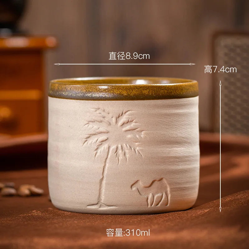 Middle Eastern Rough Porcelain Modern Espresso Cup Souvenir Desert Camel Design Water Mug 120ml/250ml/310ml Dishwasher Safe