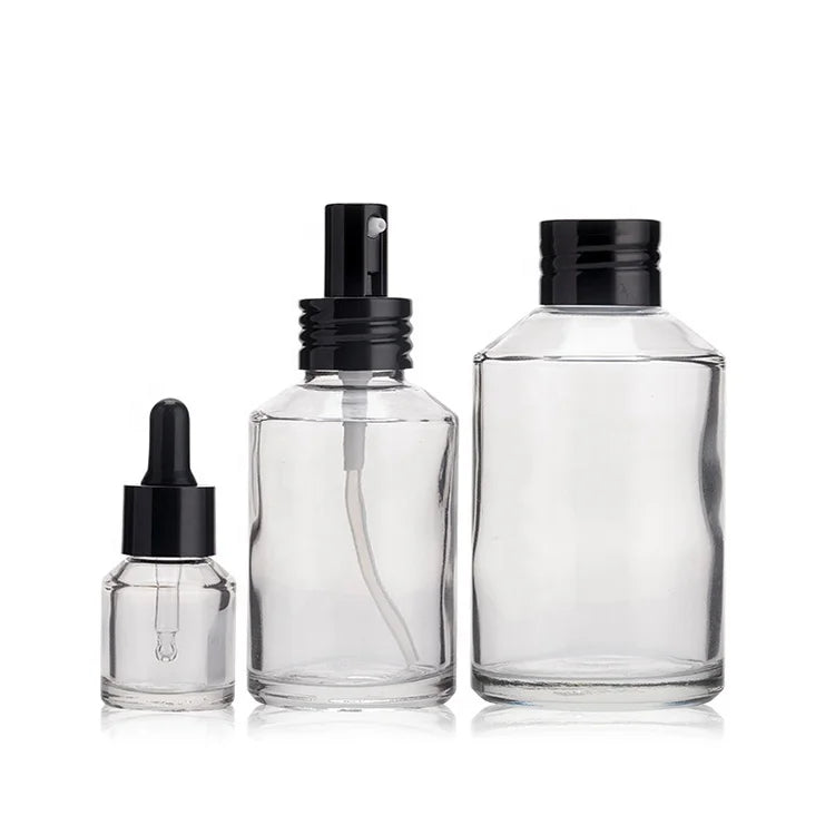 Cosmetic 0.5oz 1oz 2oz 3oz 15ml 30ml 60ml 120ml 200ml clear Oblique Shoulder Glass Spray Bottle