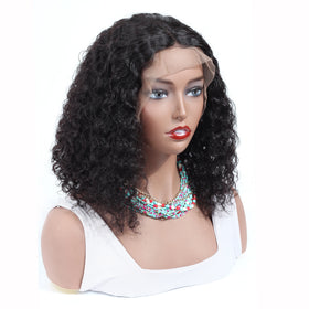 Indian Human Hair Lace Front Kinky Curly Wig Vendor YesWigs Natural Curly Wave Bob Style 13x4 Swiss Lace Wig for Black Women