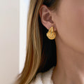 2025 Dazan New Winter HOT 18k Gold Plated Hypoallergenic Stainless Steel Vintage Melon Seed Unique Designer Earrings OL Jewelry