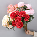 Hot Sale 10-Head Silk Roses Bouquet in Multi-Colors Latest Wedding Decoration Artificial Preserved Flowers for Christmas Easter