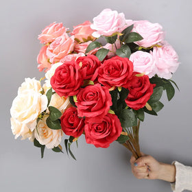 Hot Sale 10-Head Silk Roses Bouquet in Multi-Colors Latest Wedding Decoration Artificial Preserved Flowers for Christmas Easter