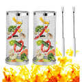 Hot Sale BBQ Grill Basket Rolling Grilling Basket Stainless Steel Mesh Barbecue Grill for Outdoor BBQ Fish Meat Vegetables