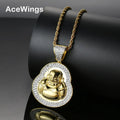CN016 Bling Bling Hip Hop Brass  Pendant Gold Color Plated Micro Pave AAA Cubic Zircon Necklace Jewelry for Men