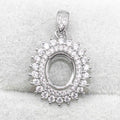 Sterling Silver 7*9mm Semi Mount Pendant Empty Frame Blank Support Setting S925 Base Holder Without Center Stone for DIY Inlay