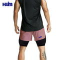 Factory Wholesale Functional 2 in 1 Shorts Breathable Invisible Zip Side Pockets Sport Outfit Two-Layered Sweat Shorts for Men