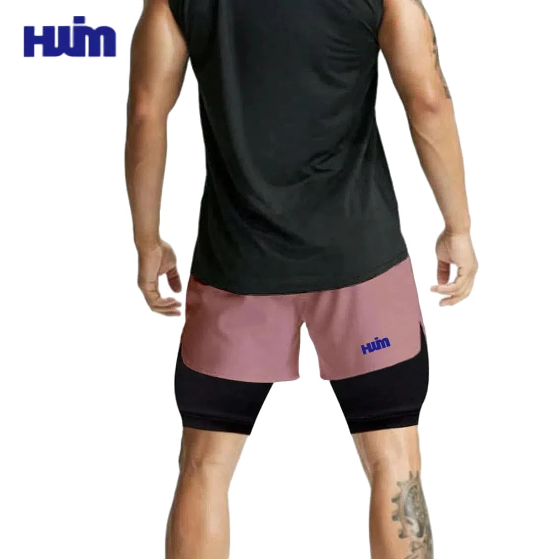 Factory Wholesale Functional 2 in 1 Shorts Breathable Invisible Zip Side Pockets Sport Outfit Two-Layered Sweat Shorts for Men
