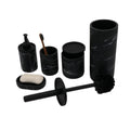 Toothbrush Holder Toilet Brush Dispenser Pump Bottle Soap Dish Mouthwash Cup Imitate Marble Black Resin Bathroom Accessory Set