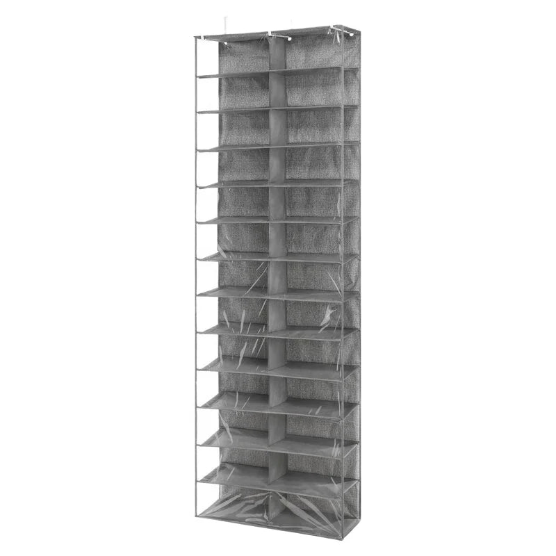 24-Pocket Over Door Shoe Hanger Fabric Closet Organizer for Shoes Underwear Socks Storage with Polybag Packaging