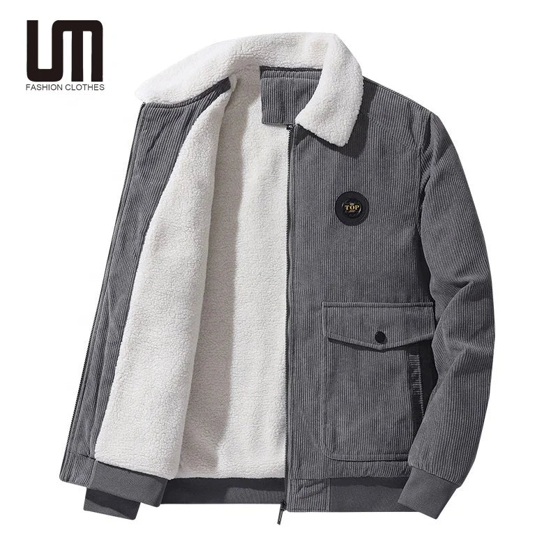 Liu Ming Customized 2025 New Style Autumn Winter Corduroy Coat Fleece Lined Thick Casual Jacket for Men