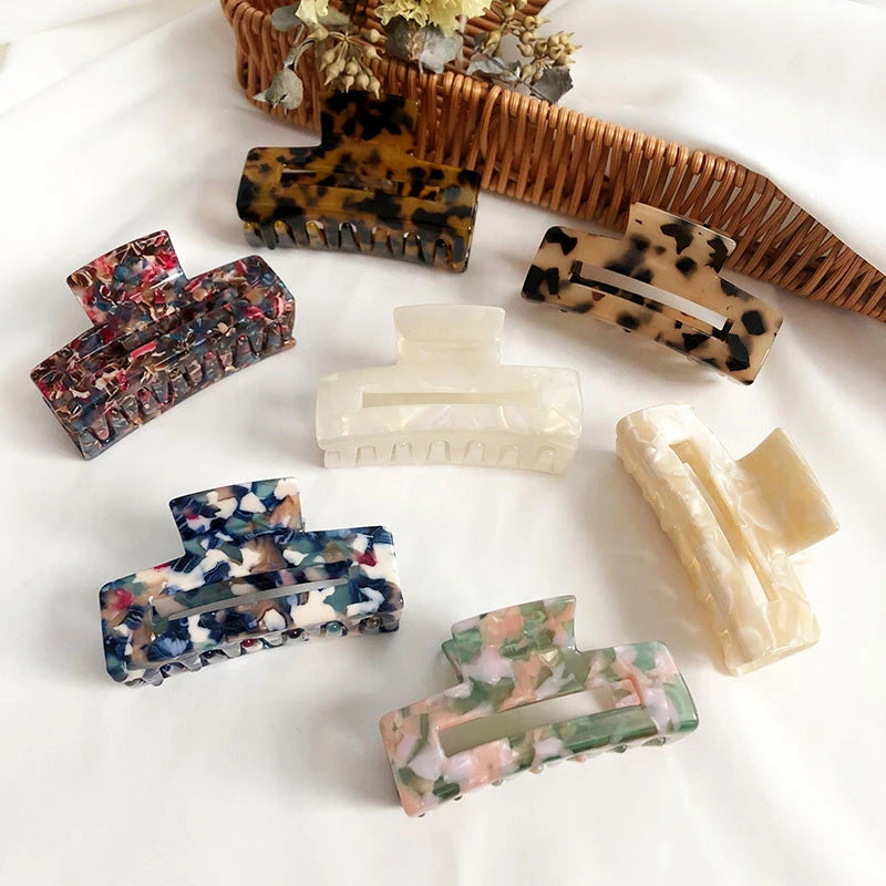 Trendy Leopard Mottled Tortise Acrylic Hairpins Women Girls Big Large Resin Acetate Hair Claw Clips Accessories