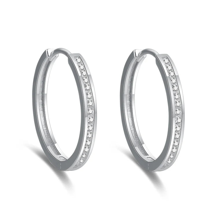 POLIVA Luxury Zircon Hoop Earrings 925 Rhodium Gold Rose Gold Plated Sterling Silver Fine Hoop Earings