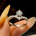 Fine Jewelry Rings Gra Diamond Moissanite 2 Row V-Shape 925 Sterling Silver  for Women Engagement