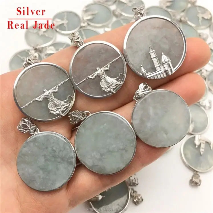 Certified Grade a 925 Silver Inlaid Jade With No Incident Brand  Jade Jade Crafts Gifts Sihui Wholesale