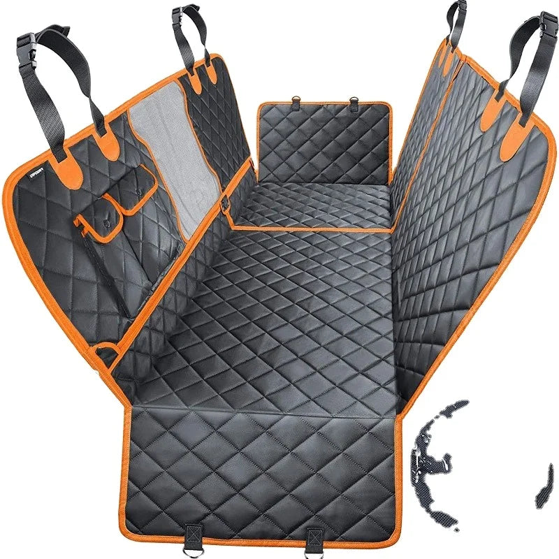 Back Seat Extender for Dogs Hard Bottom Dog Car Seat Cover for Back Seat with Mesh Window100% Waterproof Pet Dog Hammock