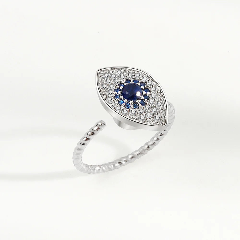 S925 Sterling Silver Devil's Eye Swivel Ring Blue Eye Index Finger Ring Women's Classic Engagement Gift Wholesale Anxiety Relief