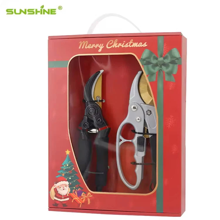 For Heavy Duty Aluminum Alloy Handle Titanium Coated Anti-Slip Grip Garden Scissors Set Christmas Gift Idea-Grafting