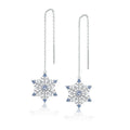 Wholesale Luxury 925 Sterling Silver Blue Zirconia Rhinestone Snowflake Earrings New Cute Style for Weddings Parties or Gifts